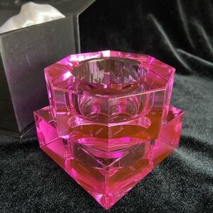 ORREFORS Totem Security Karim Rashid Set of 2 Votive Glass Candle Holders Violet